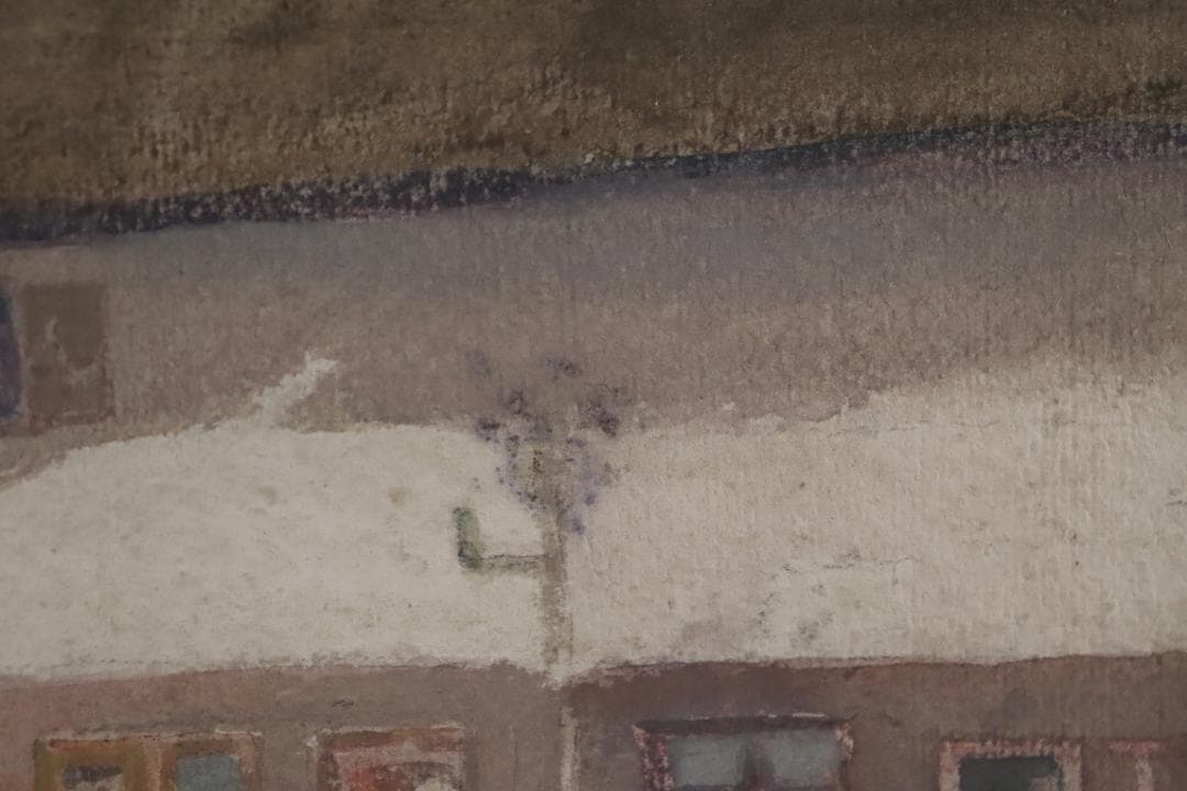 真作保証 三宅克己 風景画 水彩5号 タトウ箱 油彩技法を用いて水彩表現の開拓者