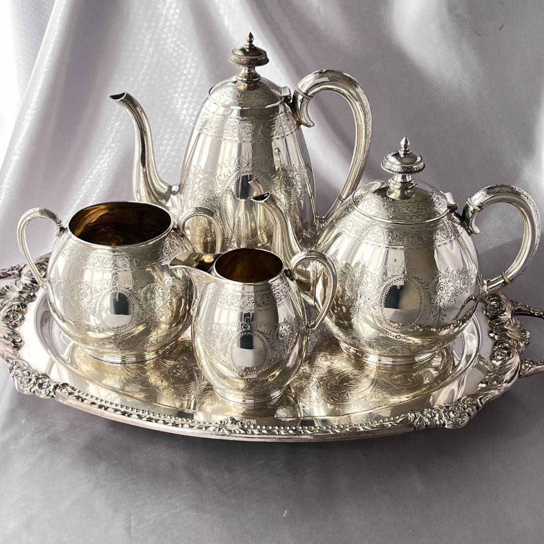 【Elkington】 ビクトリアンのティーサービス 4点 ティーポット