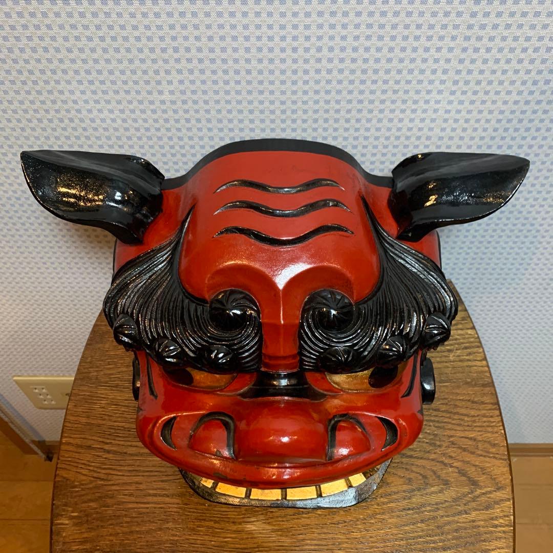 ☆大迫力 特大 希少 獅子頭 獅子舞 日本 伝統工芸 神社仏閣 木彫り