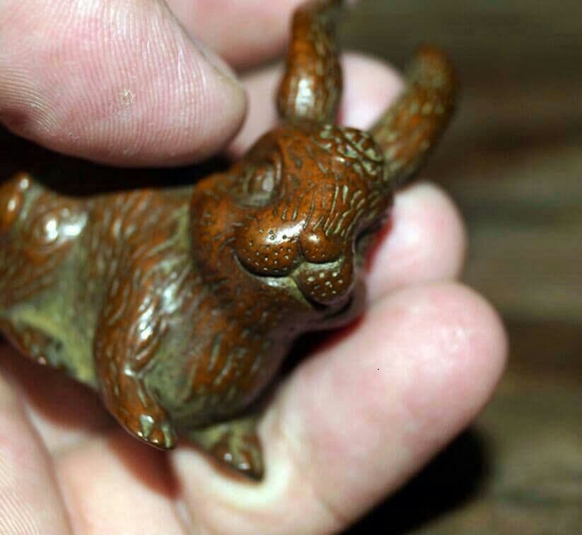 手作りする 純銅 中実 うさぎ 工芸品 置物96｜手作りする 純銅 中実