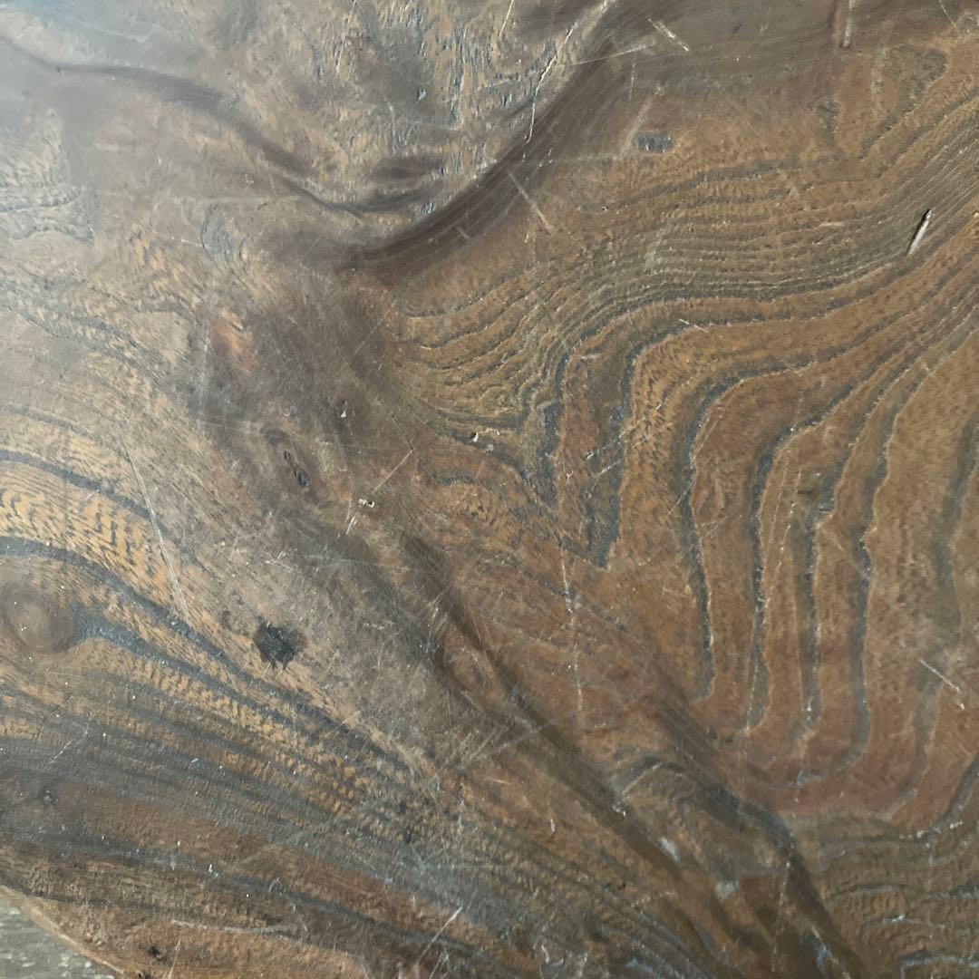 味の良い丸盆 くりぬき盆 ⑤木地盆 アンティーク.茶道具.李朝.煎茶