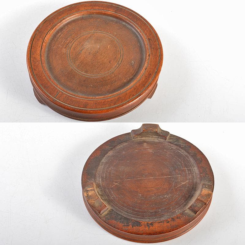 中国 耀州窯青磁 貼神獣面文瓶 唐木台付 在銘 M