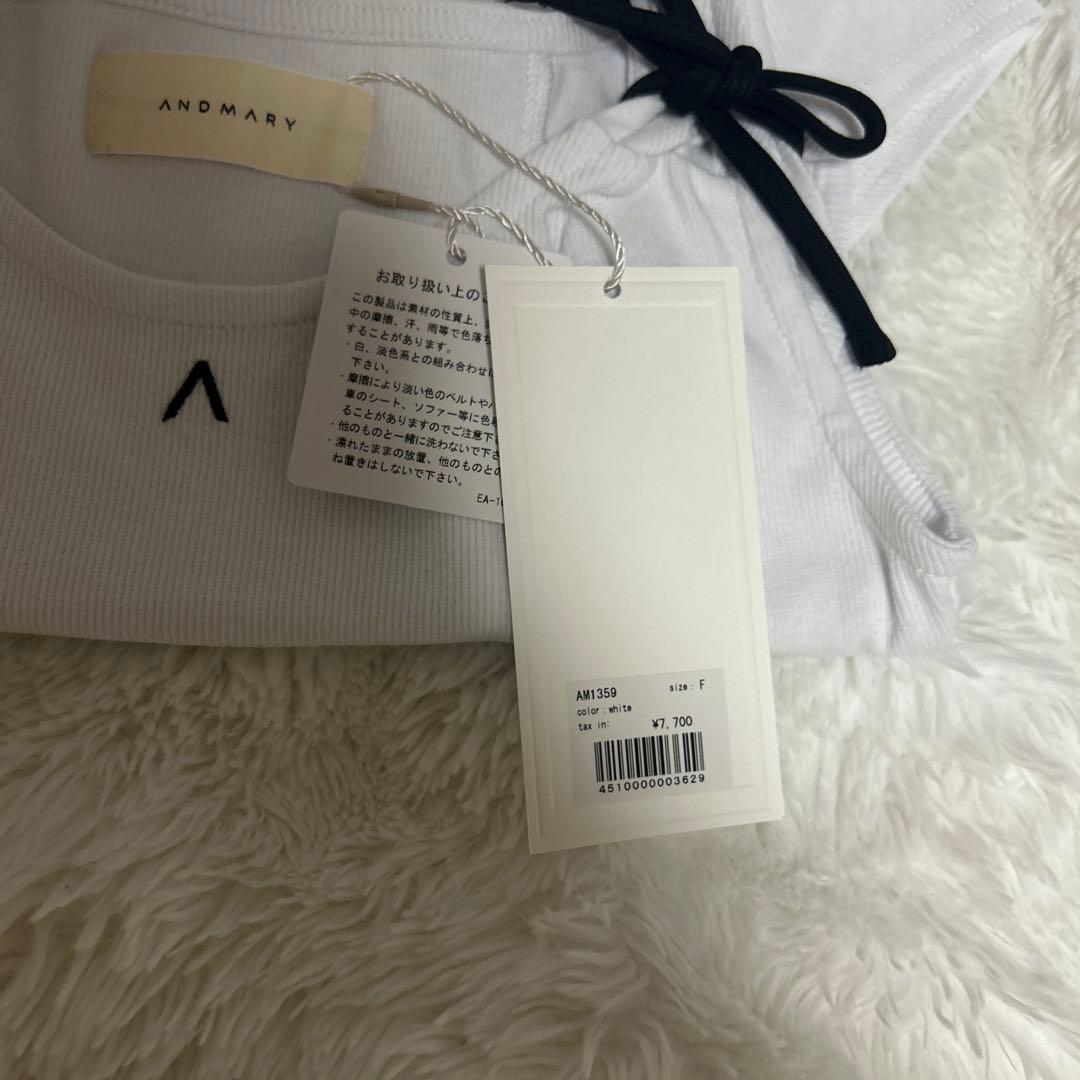 トップス ANDMARY Tina ribbon tops white