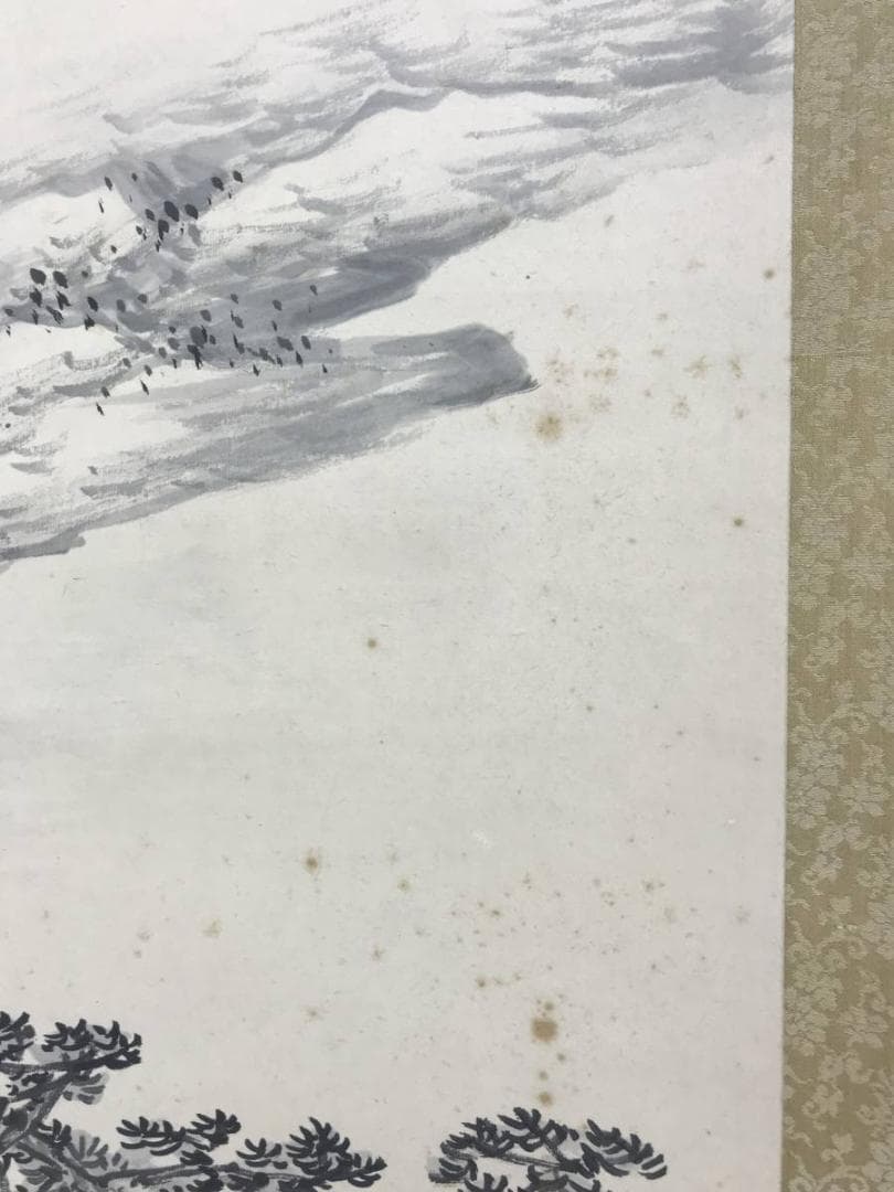 真作】佐竹永陵/秋崖渓居/山水図/掛軸/名家伝来/AD-940