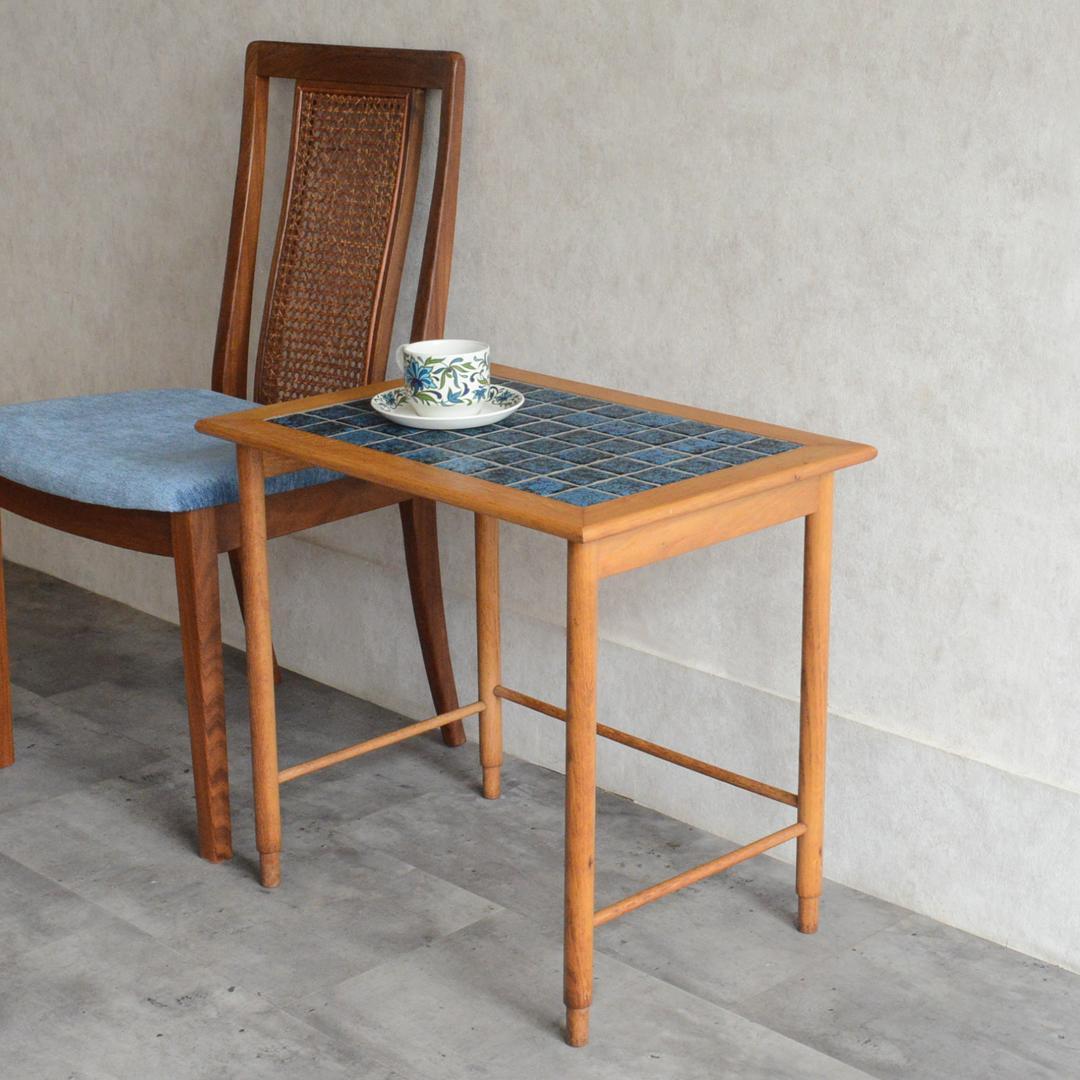 デンマーク 北欧ヴィンテージ タイルトップ サイドテーブル オーク