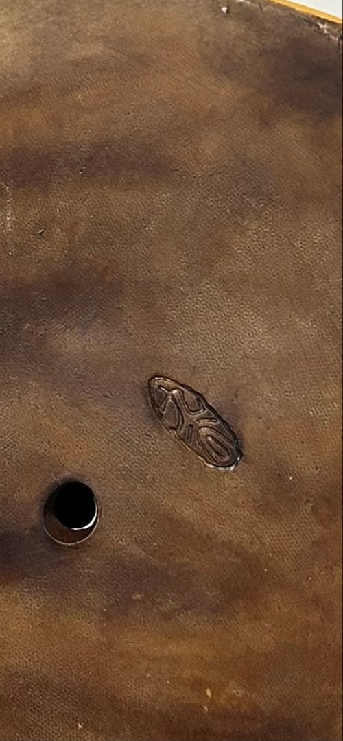 九谷焼　布袋様　置物　縁起物　特大型　木製丸型台座付き