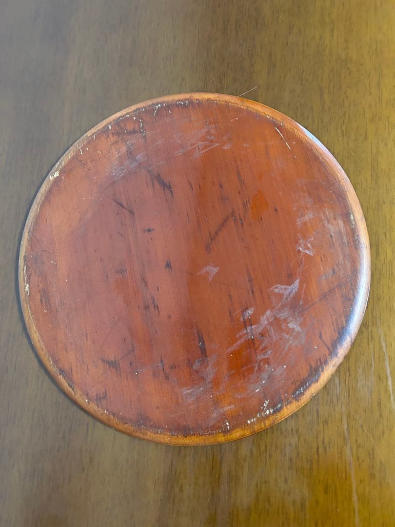 九谷焼　布袋様　置物　縁起物　特大型　木製丸型台座付き