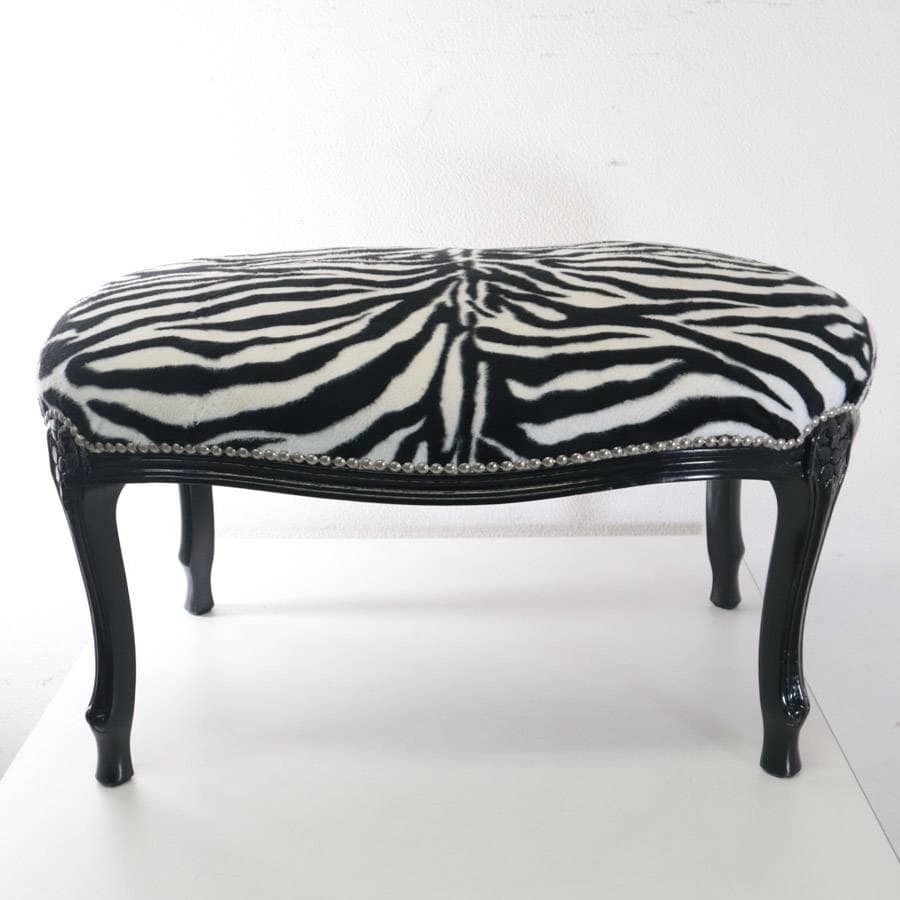 イタリアンクラシカル調 ゼブラ柄 猫脚 スツール オットマン アニマル柄