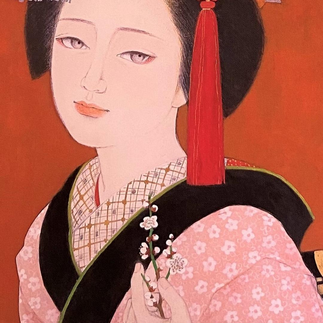 皆川千恵子、【節分】、希少な額装用画集より、新品額装付、状態良好