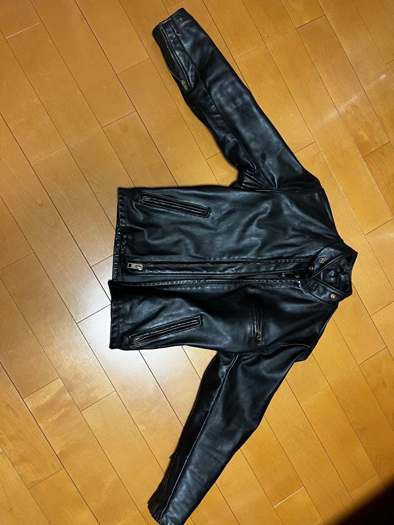 ブラックレザー シングルライダースジャケット　ボア付き フリーダムレザー 革ジャン メンズ 本革 襟ボア付 シングルライダース