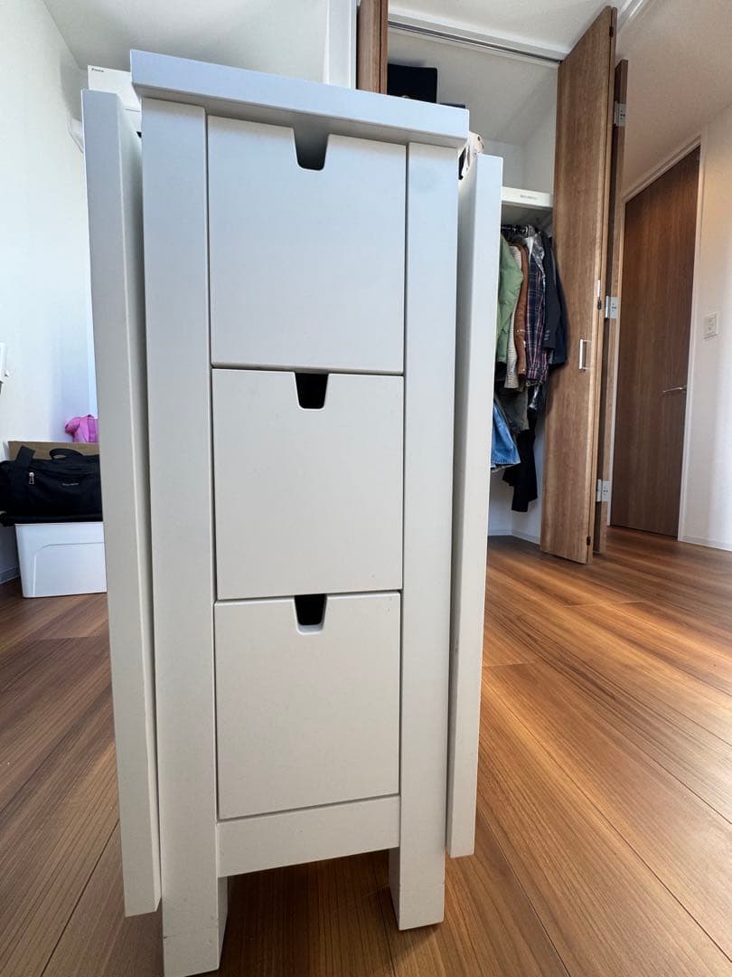 【引取り限定】IKEA 折り畳みテーブルホワイト 3段引き出し収納