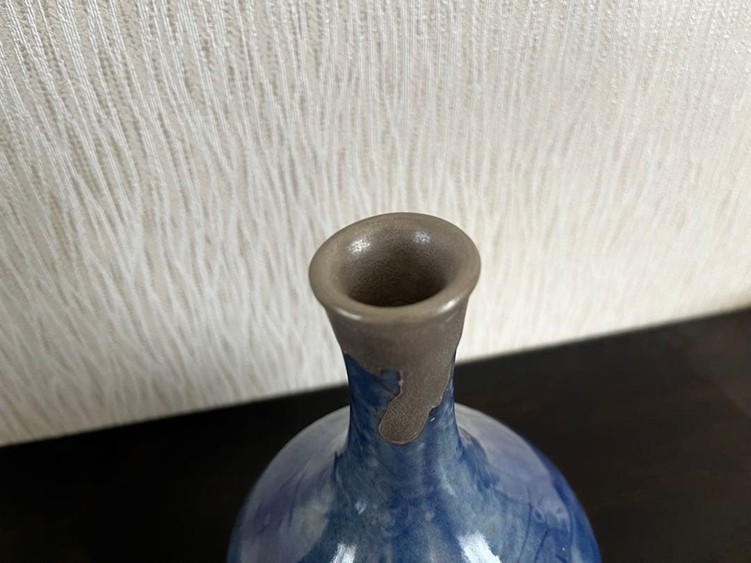 李朝　瑠璃釉　徳利　金継ぎ