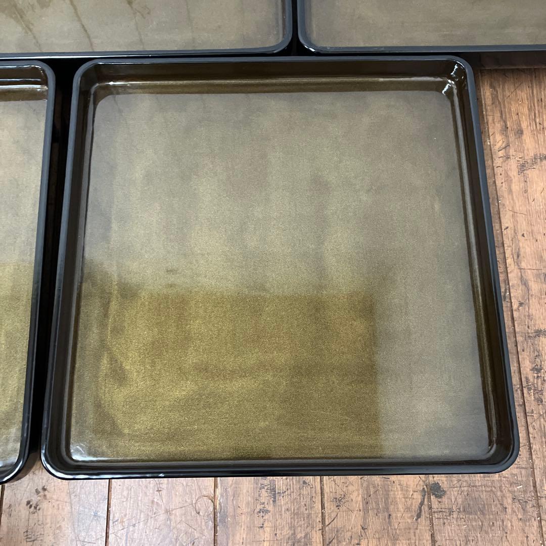 D-4 昭和レトロ 会議膳 膳 御膳5客セット セット売り 四角形 正方形 漆器