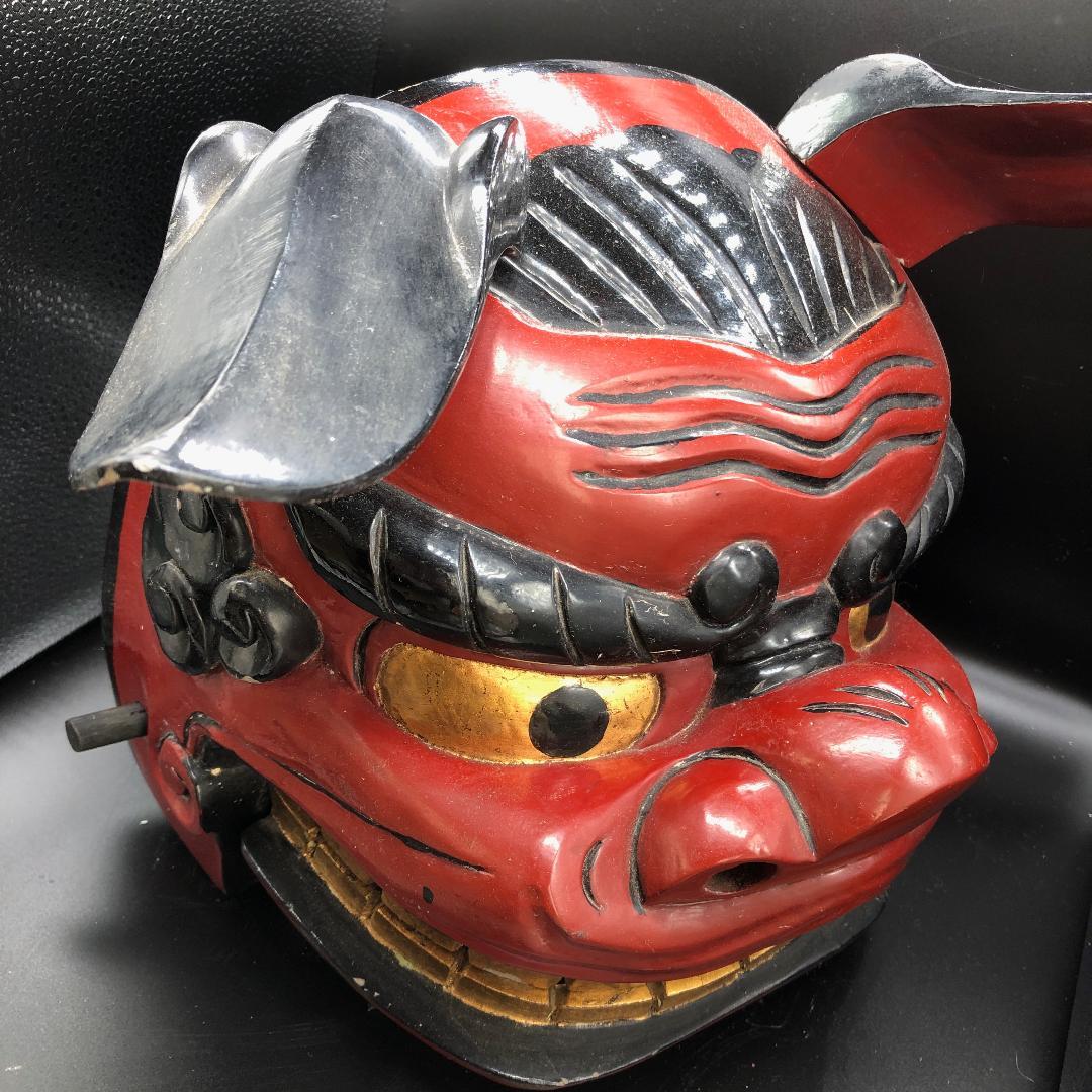 夫婦獅子 獅子頭 メス 獅子頭】雄雌セット 獅子舞 木製 縁起物 獅子頭