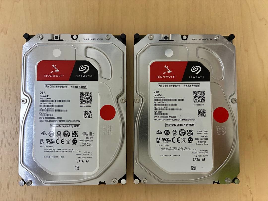 SEAGATE IronWolf 2TB ST2000VN009 2台セット Seagate IronWolf 2TB HDD 2台セット SEAGATE IronWolf 2TB