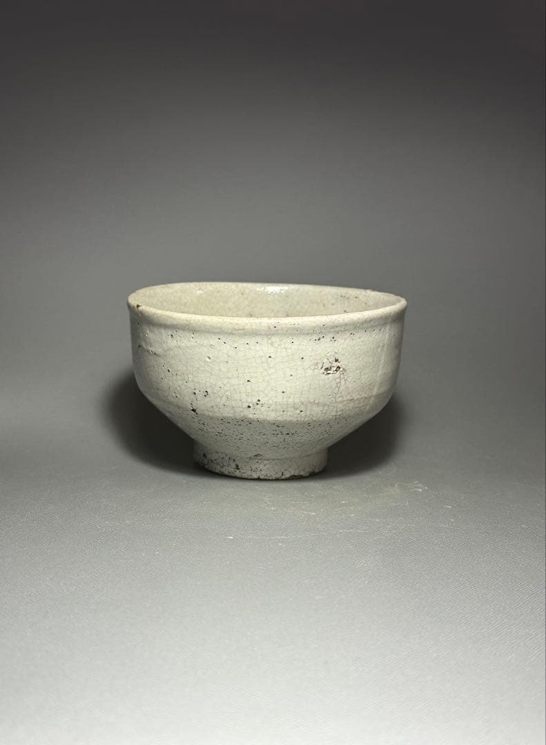 李朝　白磁　茶碗　堅手