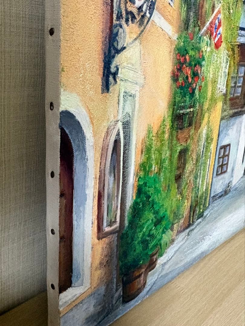 油彩原画『ヨーロッパの小路』m. Shuda P12キャンバス