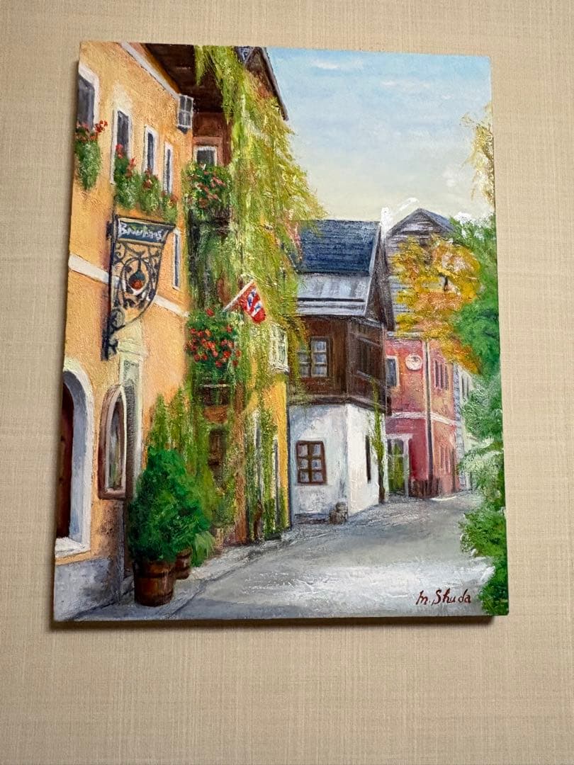 油彩原画『ヨーロッパの小路』m. Shuda P12キャンバス