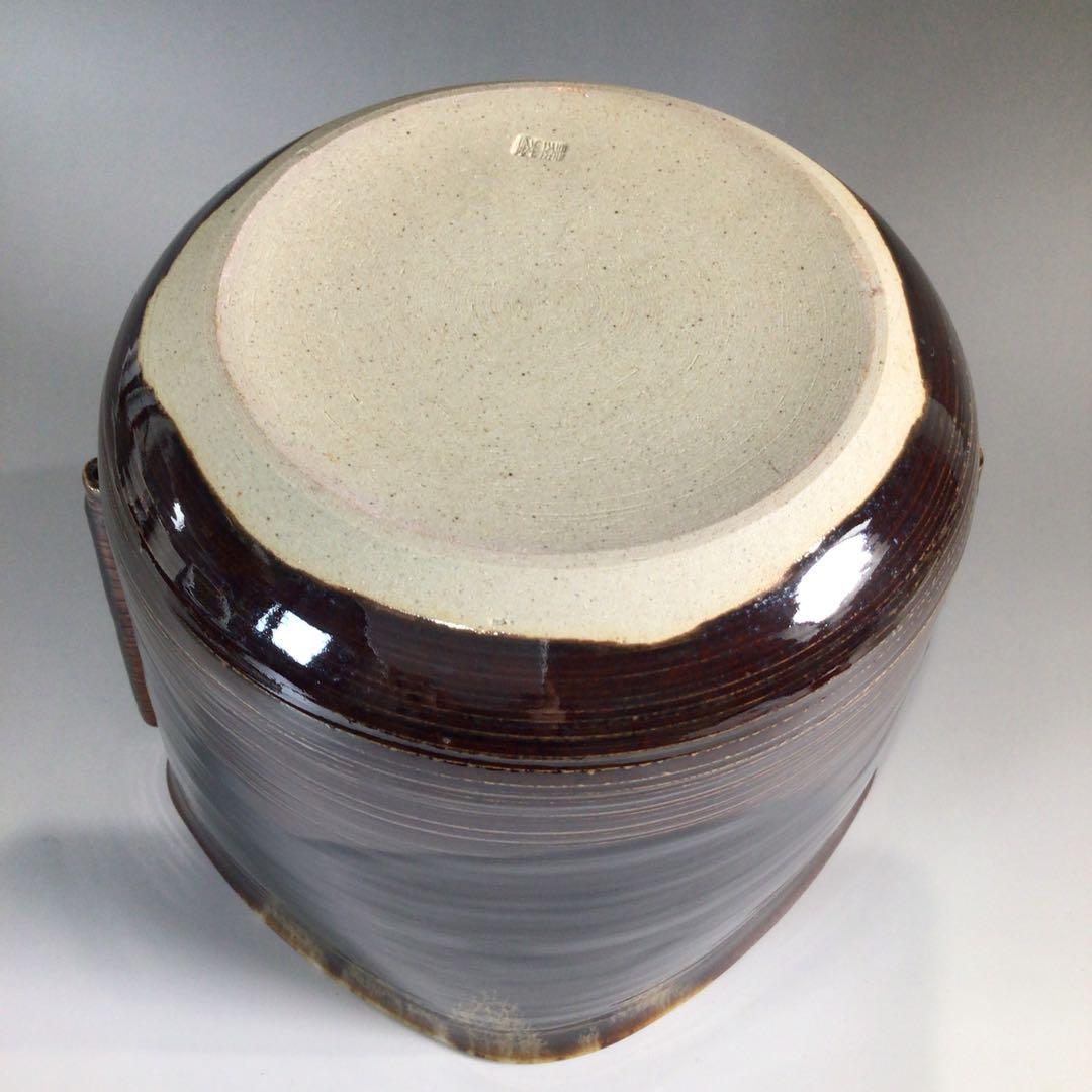 Ｐ５０８　水指　『高取焼』『青柳翠峰造』『耳付水指』　共箱　茶道具