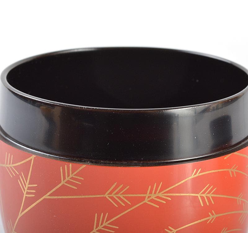 茶道具　竹内幸斎作　芽張柳蒔絵　中棗　共箱　V　R4691