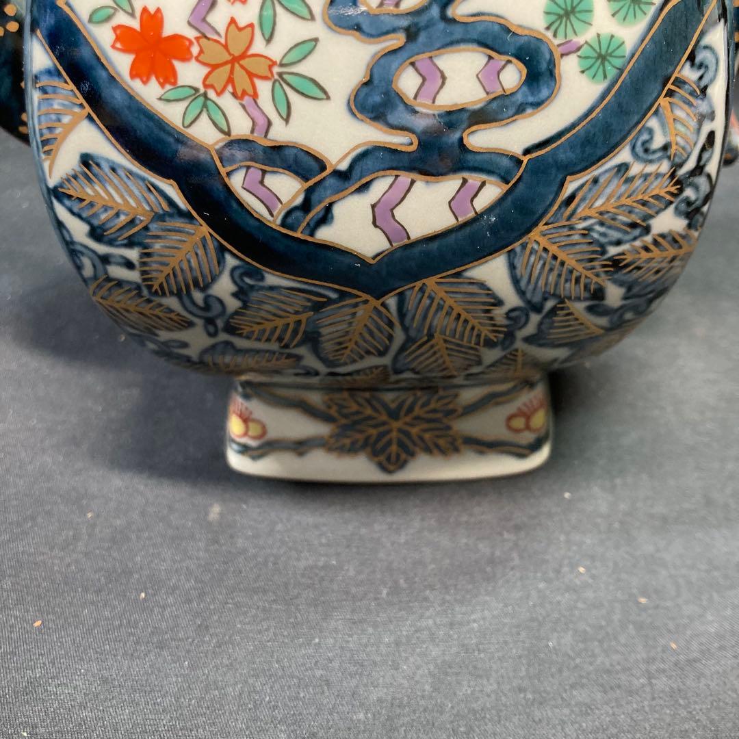 美品】有田焼 林九郎窯 染錦唐草牡丹 水注 金彩