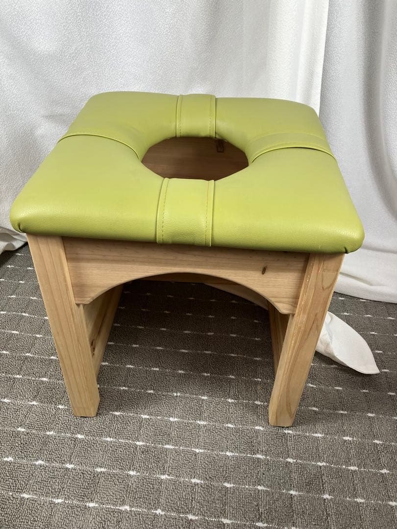 イエロー 合成皮革 スツール 木製 よもぎ蒸し 椅子 よもぎ蒸し 椅子