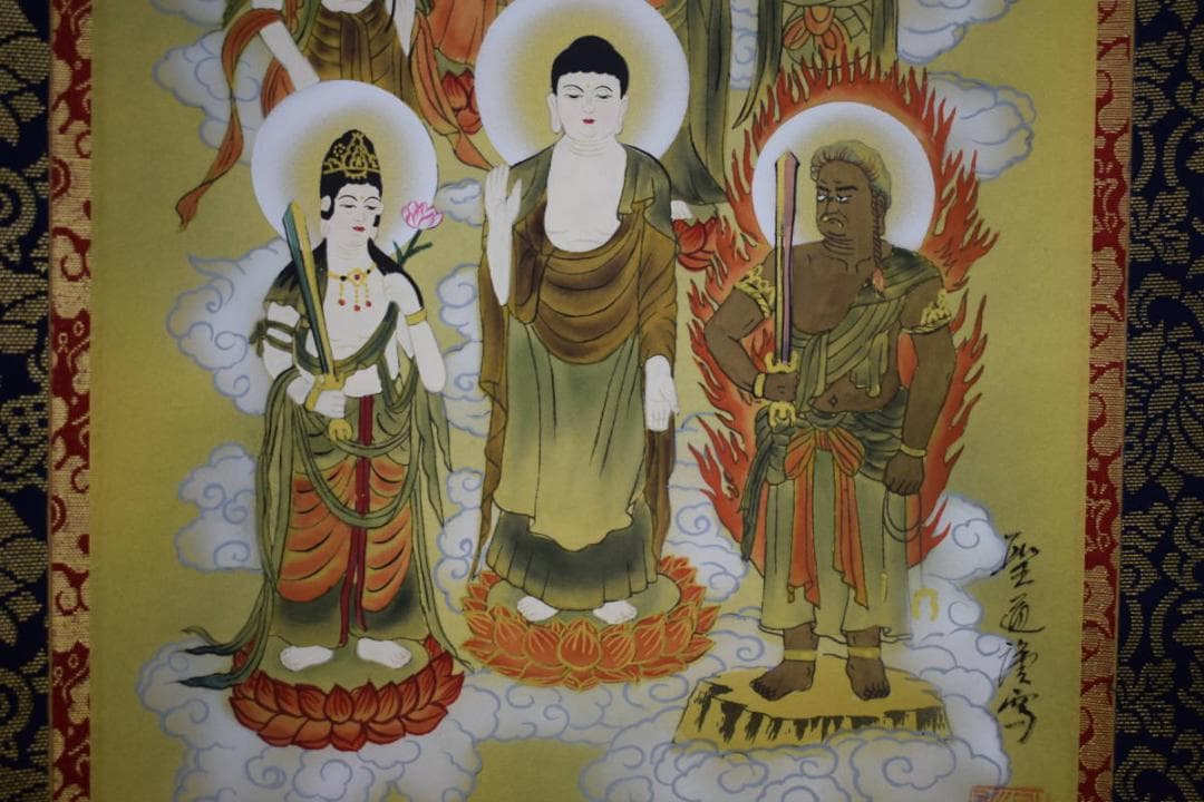 真作/聖道/十三仏図/十三佛図/桐共箱付/布袋屋掛軸HI-147