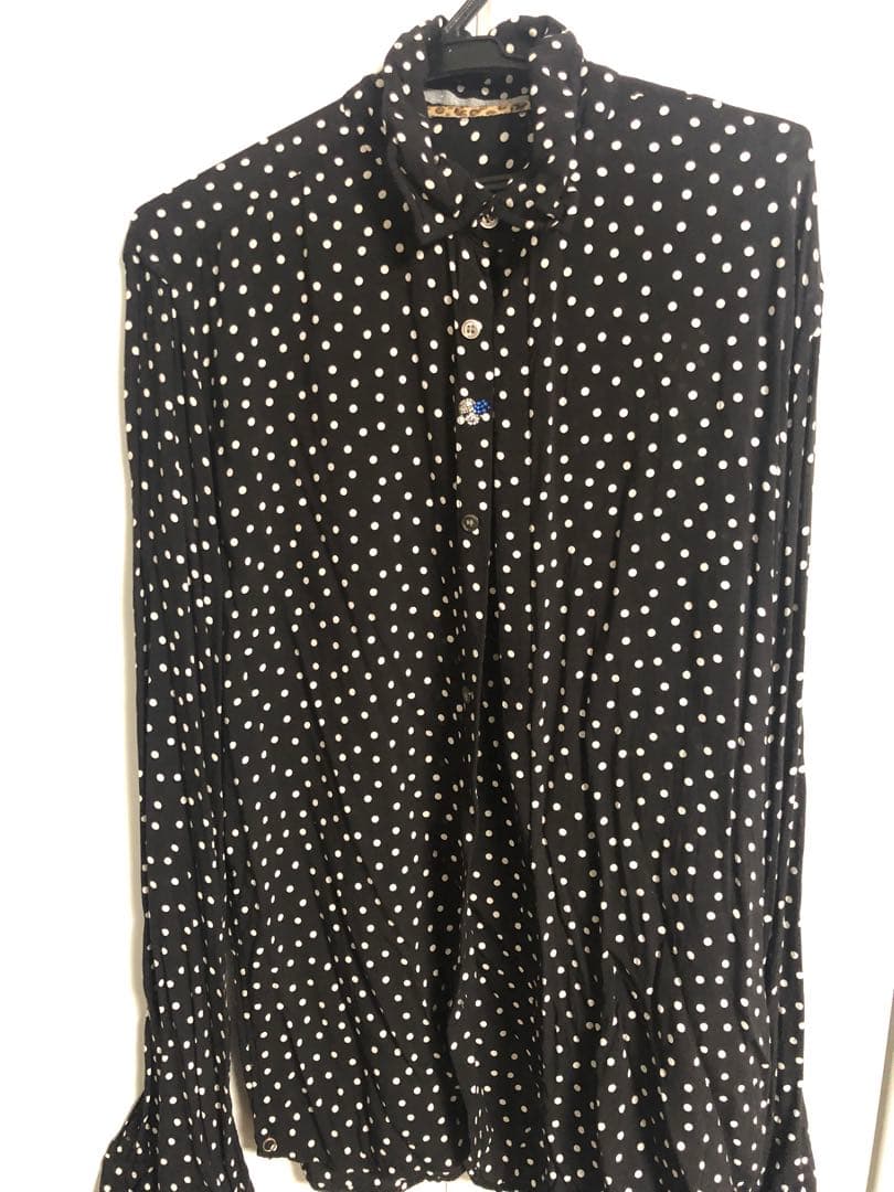 最終値下】長渕剛 2014LIVE着用 黒ドット柄ドレスシャツ XL☆美品