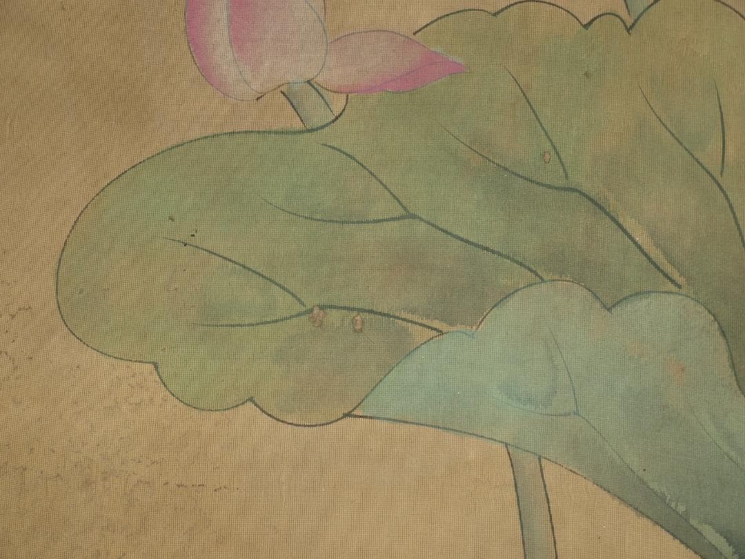 骨董掛け軸】風景図 中国 唐時代 肉筆保證BD284A12-1