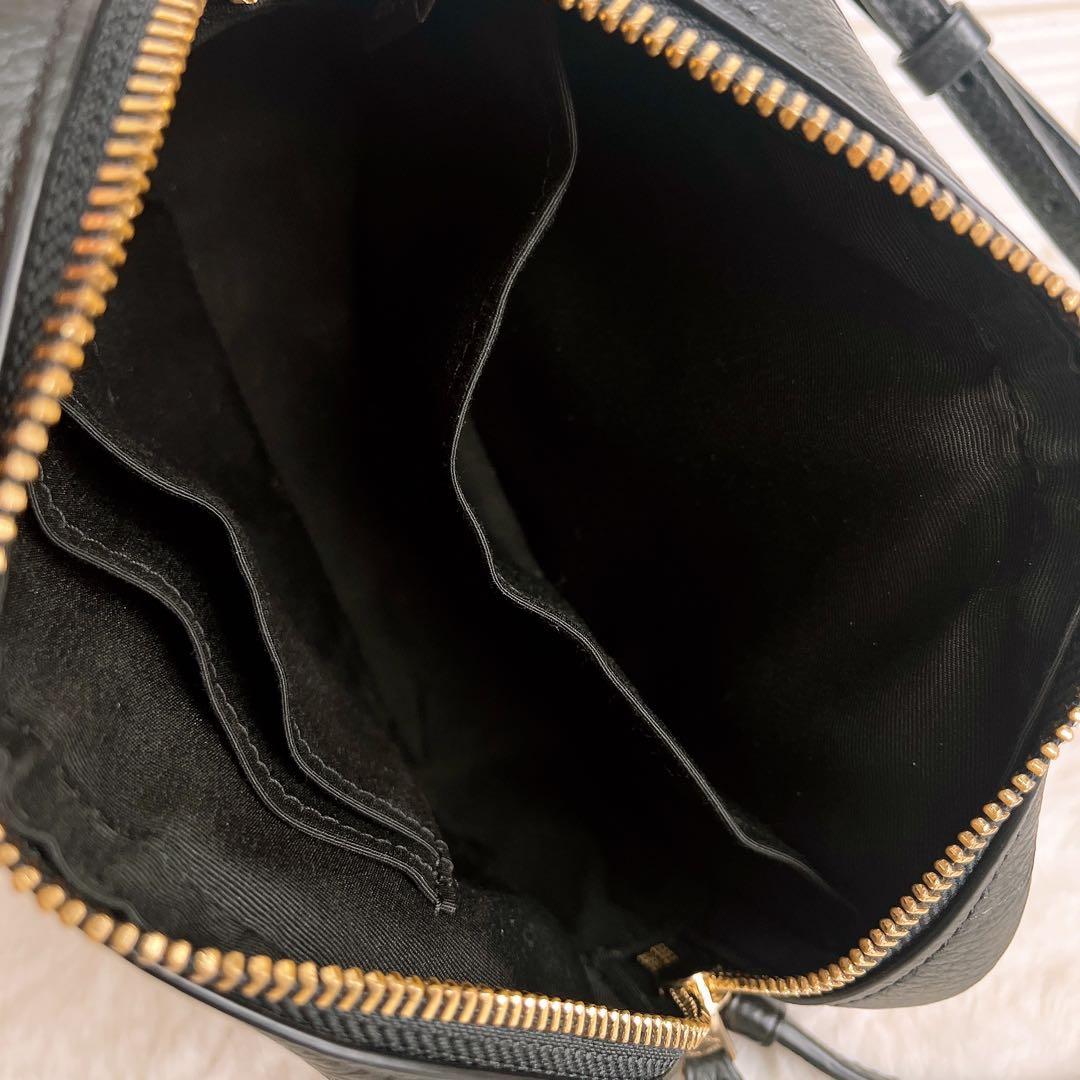 美品☆COACHコーチ ショルダーカメラバッグ ブラック シボ革