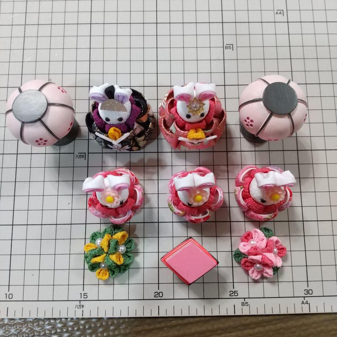 つまみ細工 吊るし飾りと雛飾りセット 雛壇 ピンク