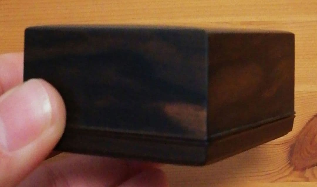 福嶋則夫作　黒柿　香合　共箱　略歴付　茶道具