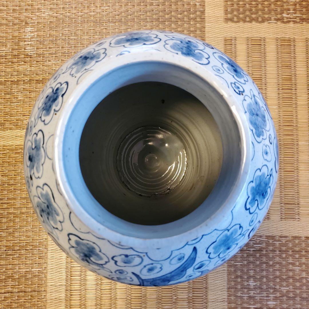 朝鮮美術 李朝 白磁染付 雲龍紋様 大壺