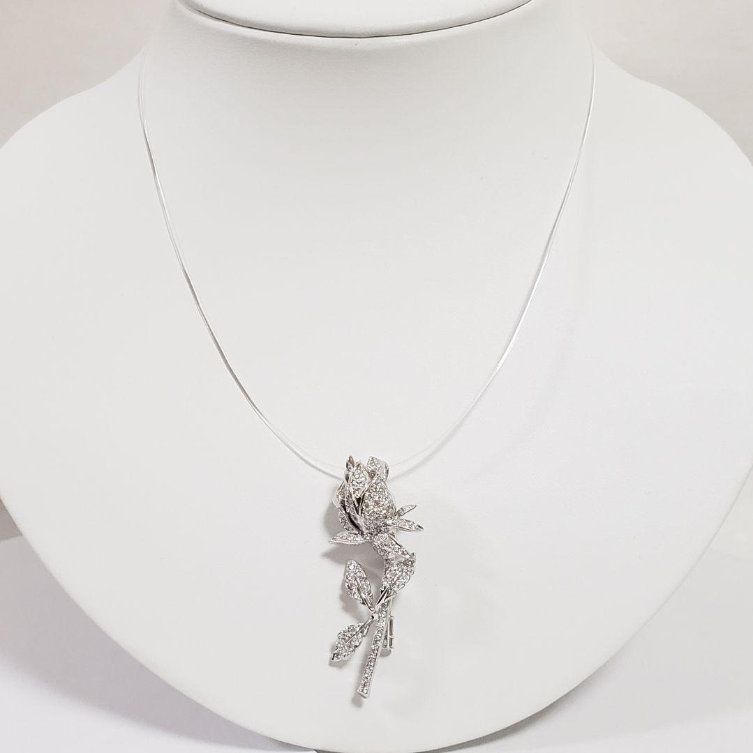 最安値 K18WG 天然ダイヤペントップ兼ブローチ 0.86ct