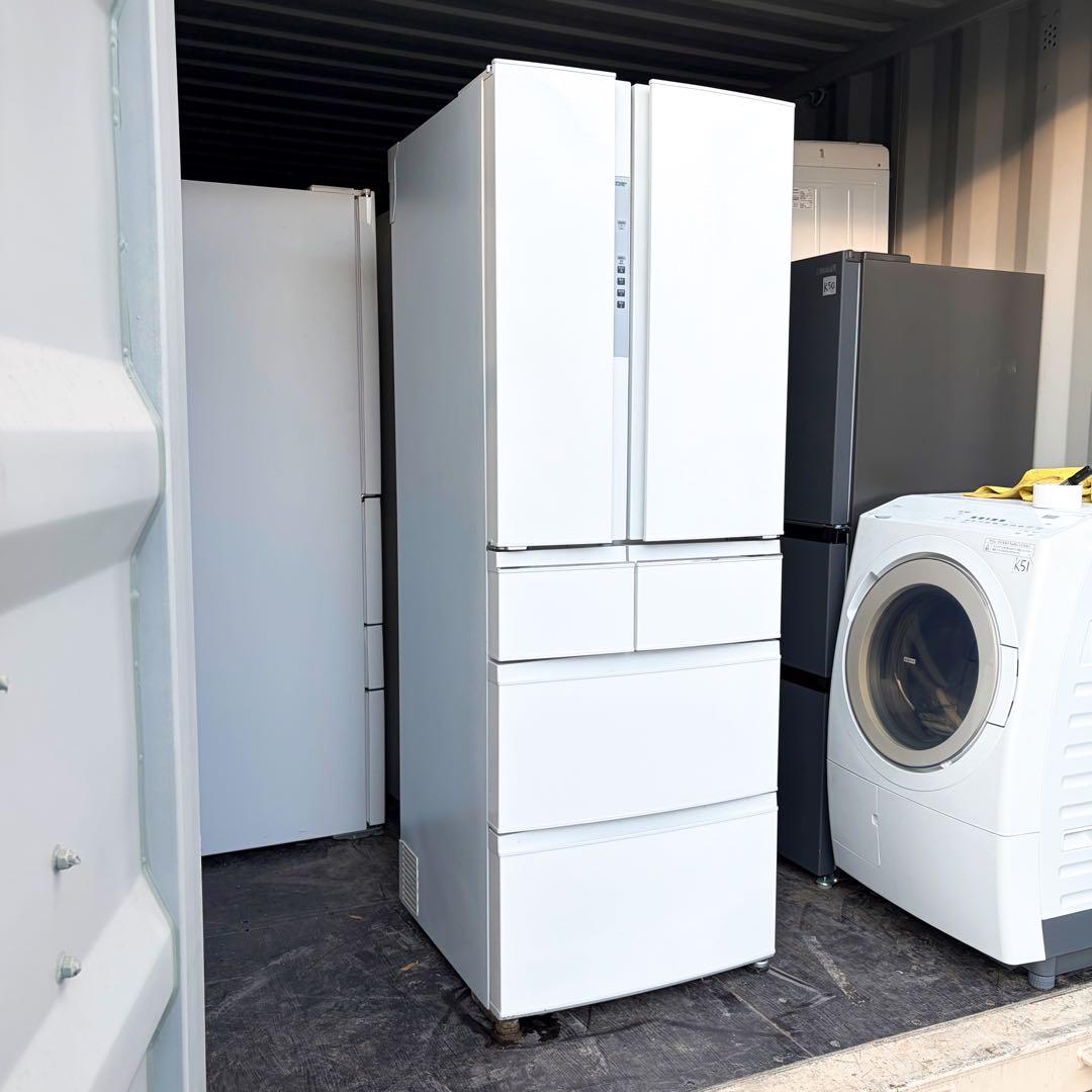 運搬取付無料！クロスホワイト　スマート大容量！純正三菱大容量冷蔵庫！完動品超美品