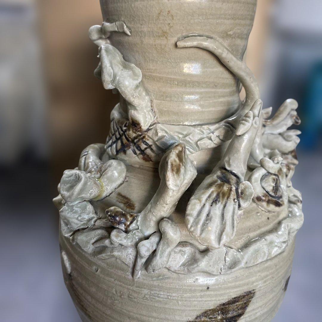 希少】瀬戸本業窯 水野半次郎作 鉄釉瓢形壺 民藝 約250年続く瀬戸焼の