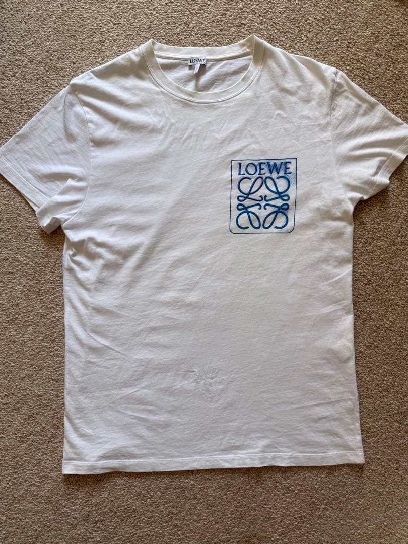 LOEWE ホワイト Tシャツ ロゴ刺繍
