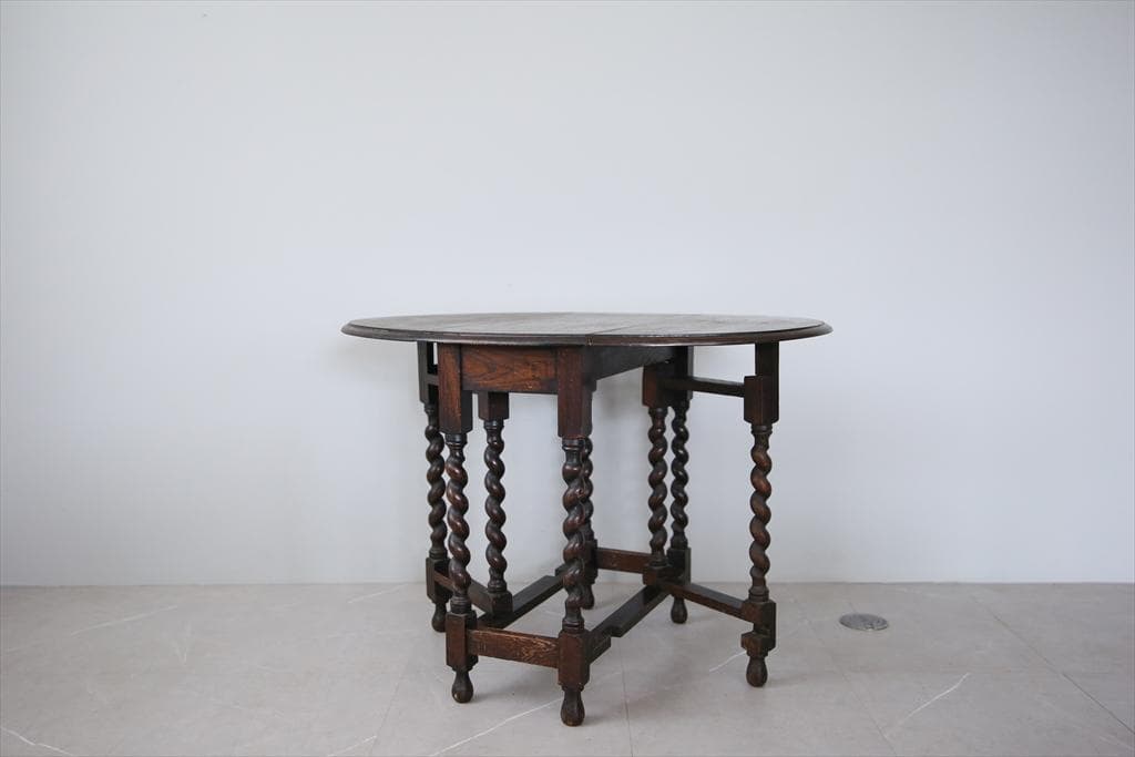 英国アンティーク木製ゲートレッグテーブル/ダイニング机バタフライ(89-178)