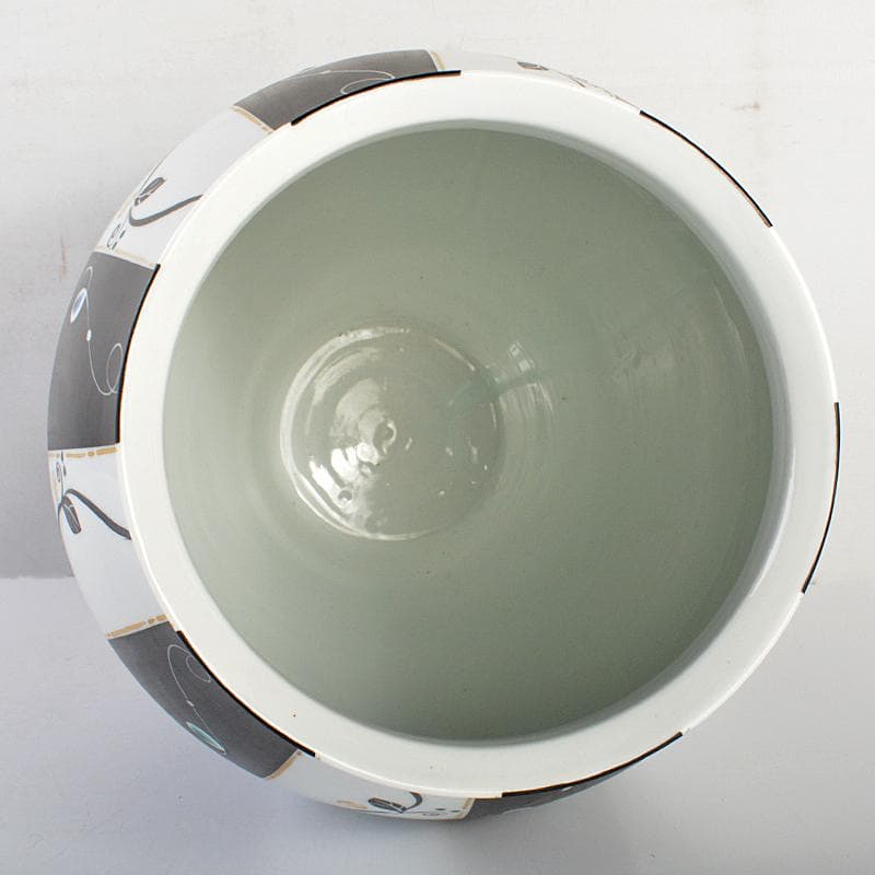 九谷焼 椿窯 吉田洋子作 黒釉金彩 花器 共布共箱 M R6948B