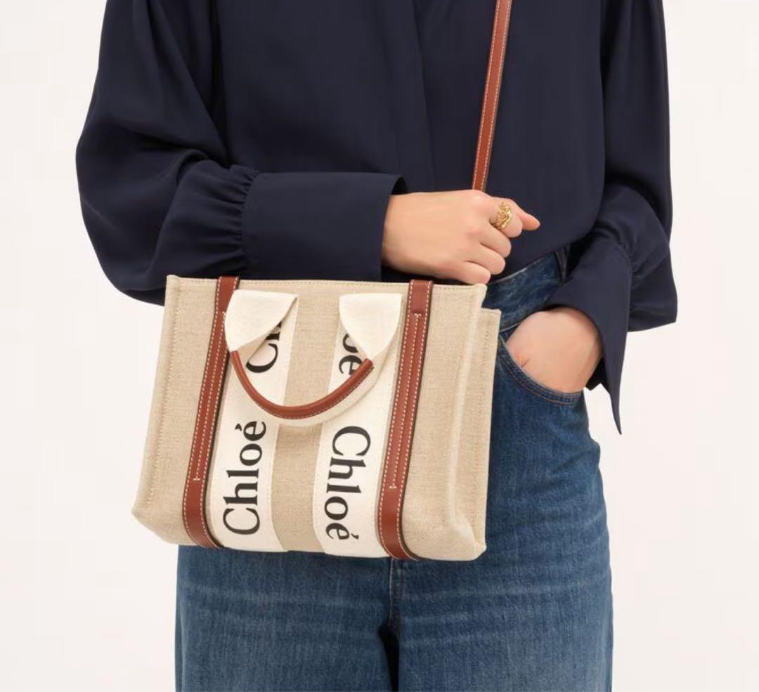 ✨美品✨Chloe リネン製WOODYスモールトートバッグ 正規品 即購入OK