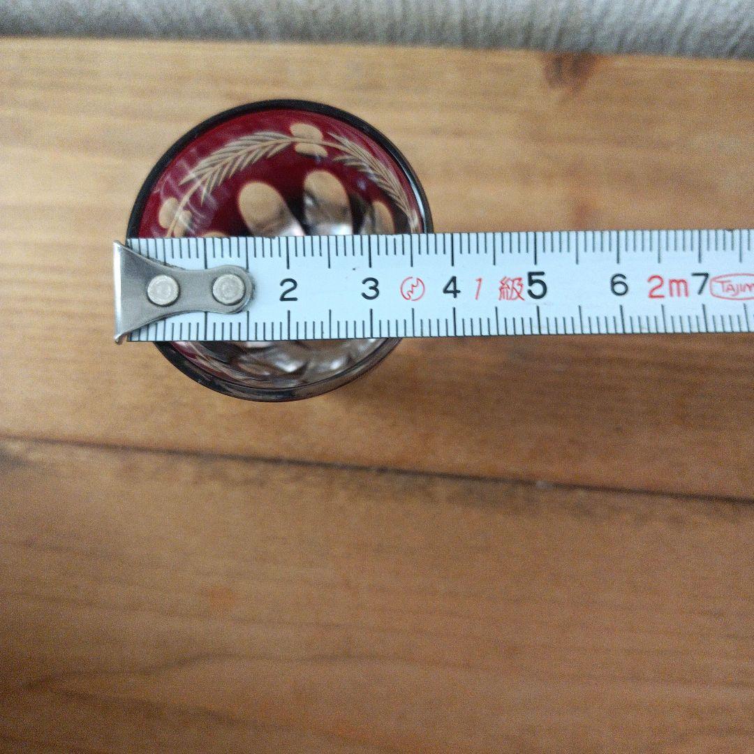 昭和アンティーク】江戸切子（赤被せ）ショットグラス6個セット