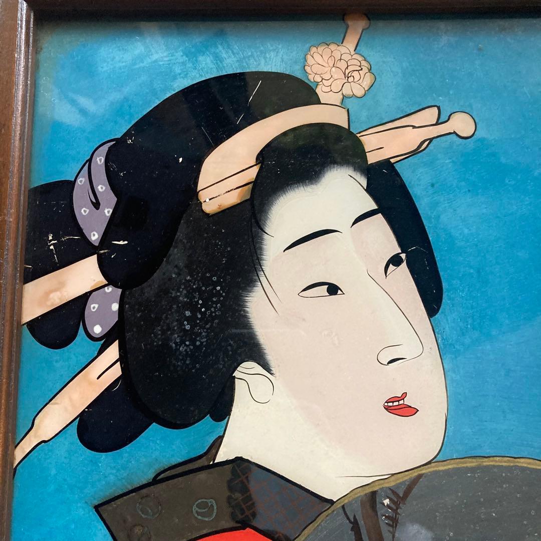 明治時代のガラス絵の美人図