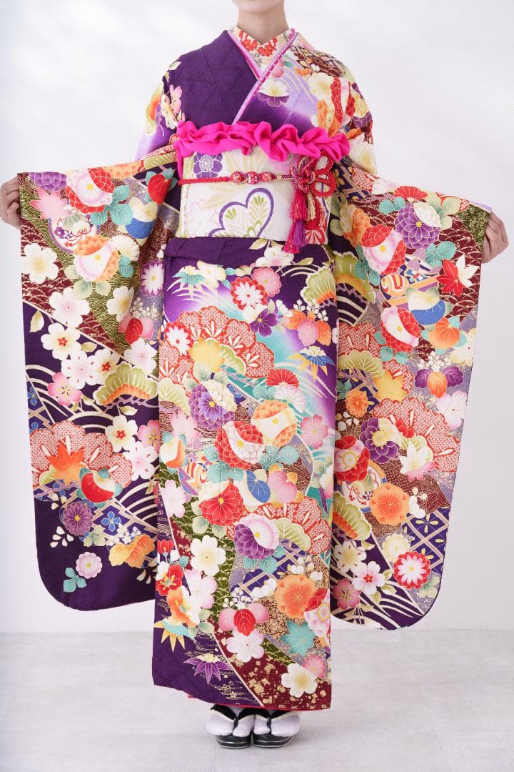 ≪美品≫正絹 振袖9点フルセット【762】【165cm~175cmの方