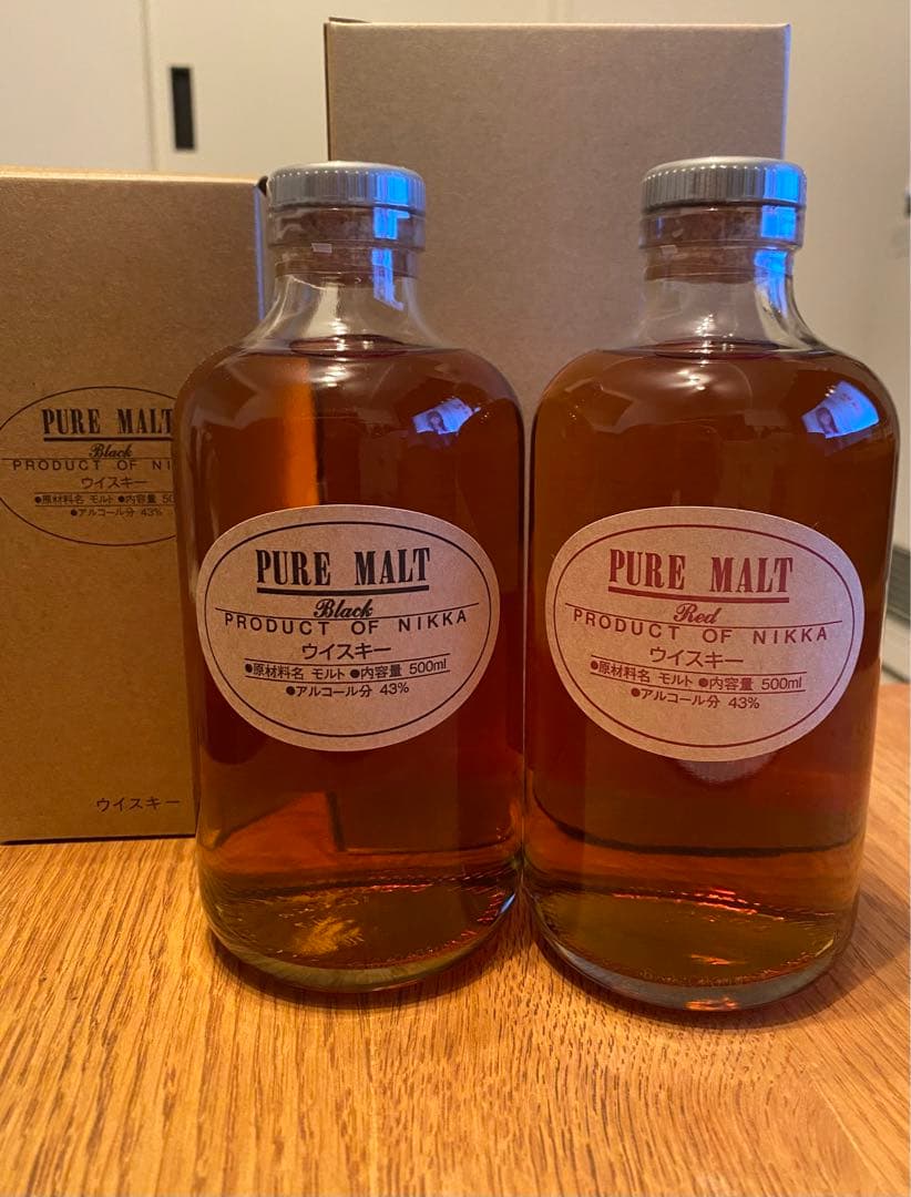 余市蒸溜所限定 ピュアモルト レッド ブラック ニッカウイスキー2本セット