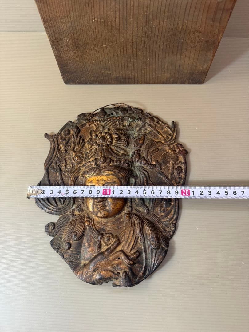 2707 銅製 観世音菩薩 仏像 置物 壁掛け 時代物 工芸品