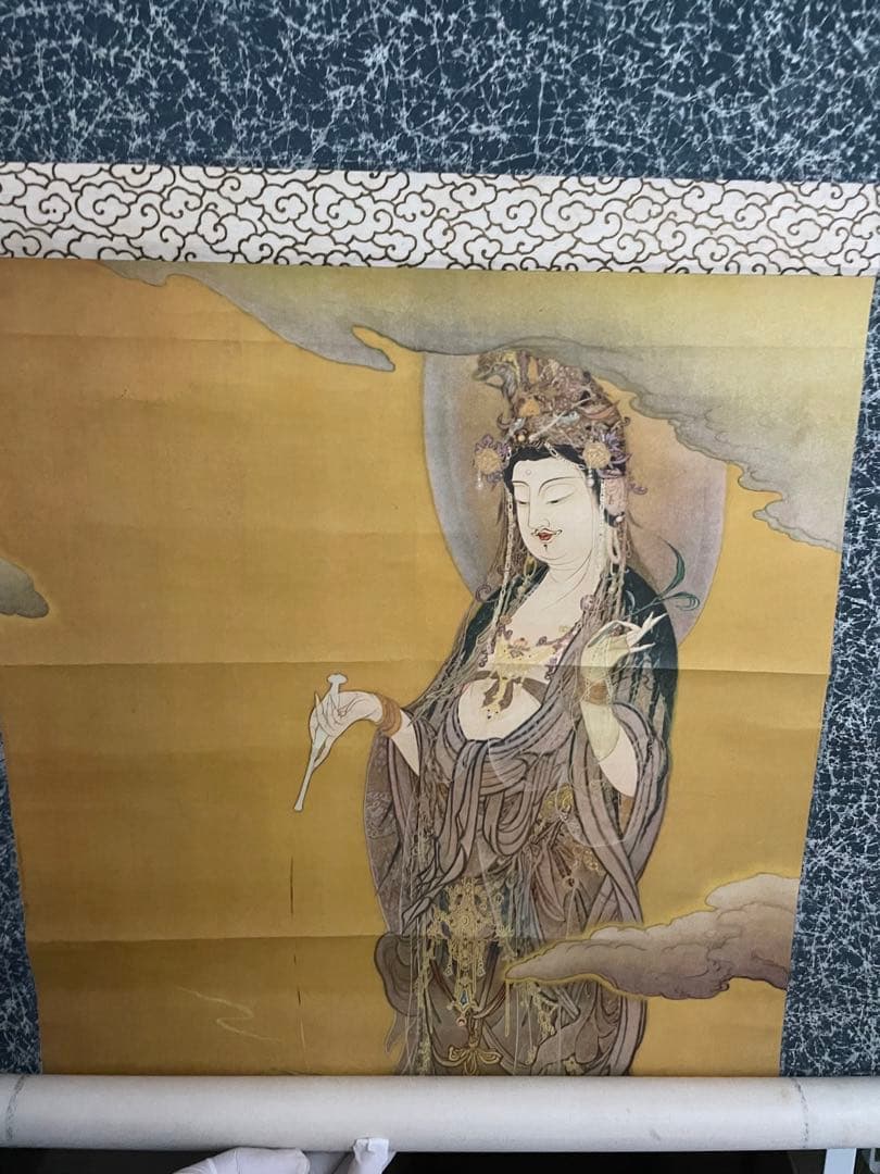 國寳 【狩野芳崖 悲母観音 】骨董品 アンティーク 日本 掛け軸 中国