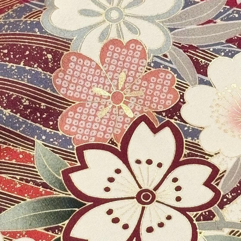 ゆりのはな 振袖 京友禅金彩加工 流水に蝶/さくら模様 赤色系