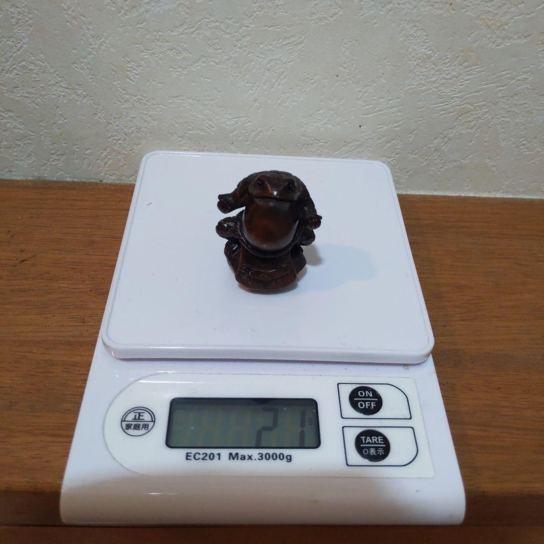 時代提物 木彫根付【蝦蟇力士 横綱土俵入り】高約5cm 横約3.4cm