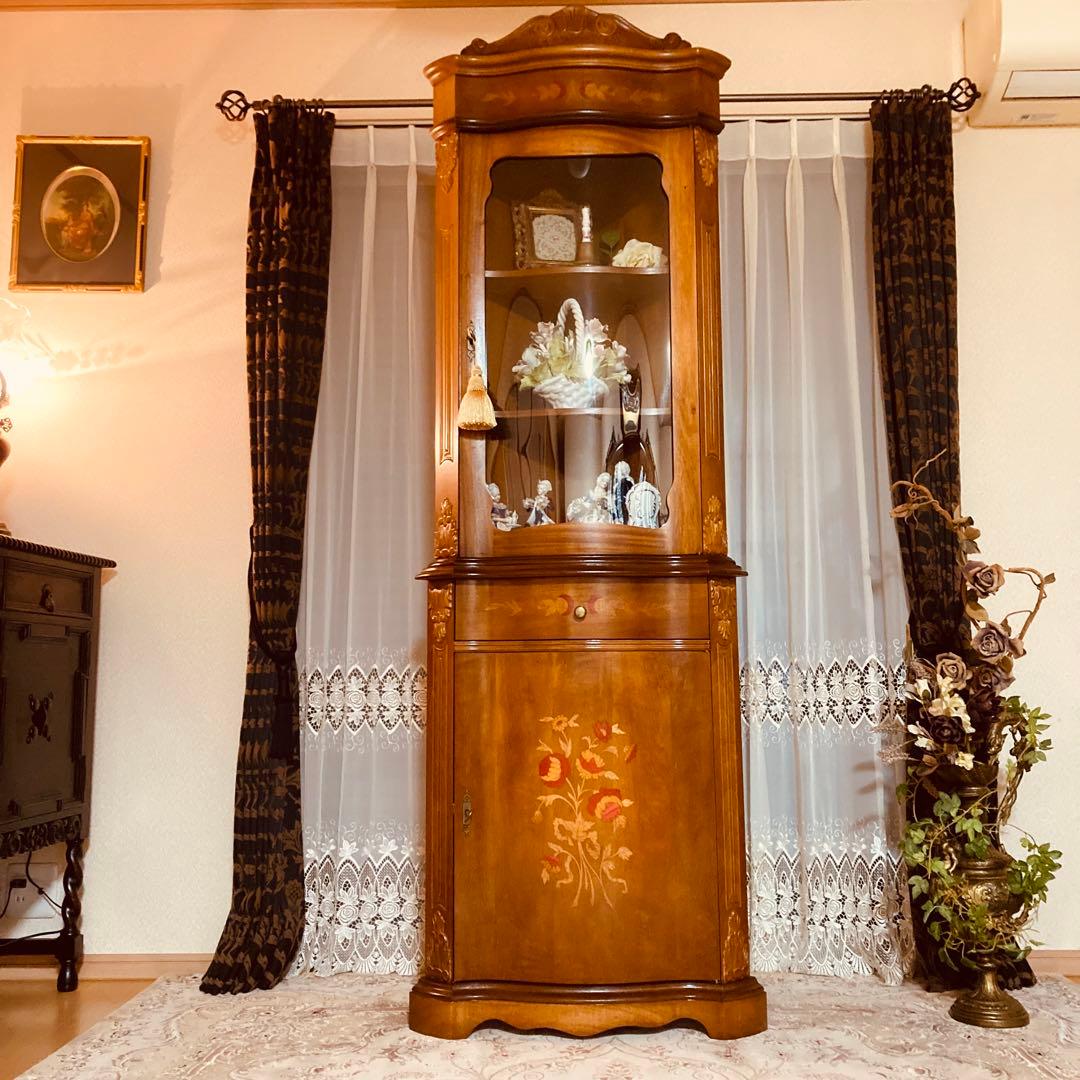 木製 サイドボード キャビネット アンティーク家具 イタリア 象嵌細工