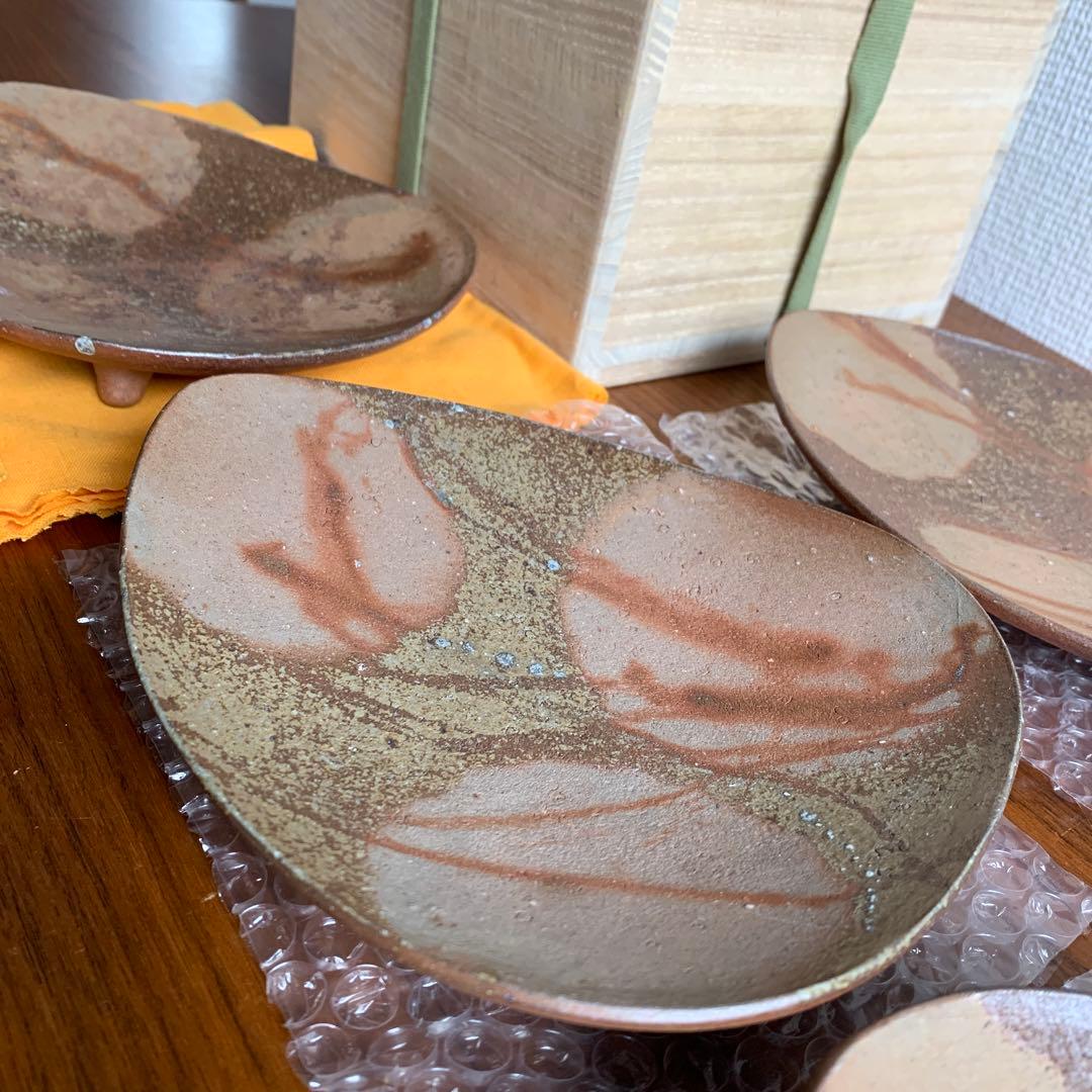 備前焼 金重有邦 皿 伊部三足平向付 5枚セット